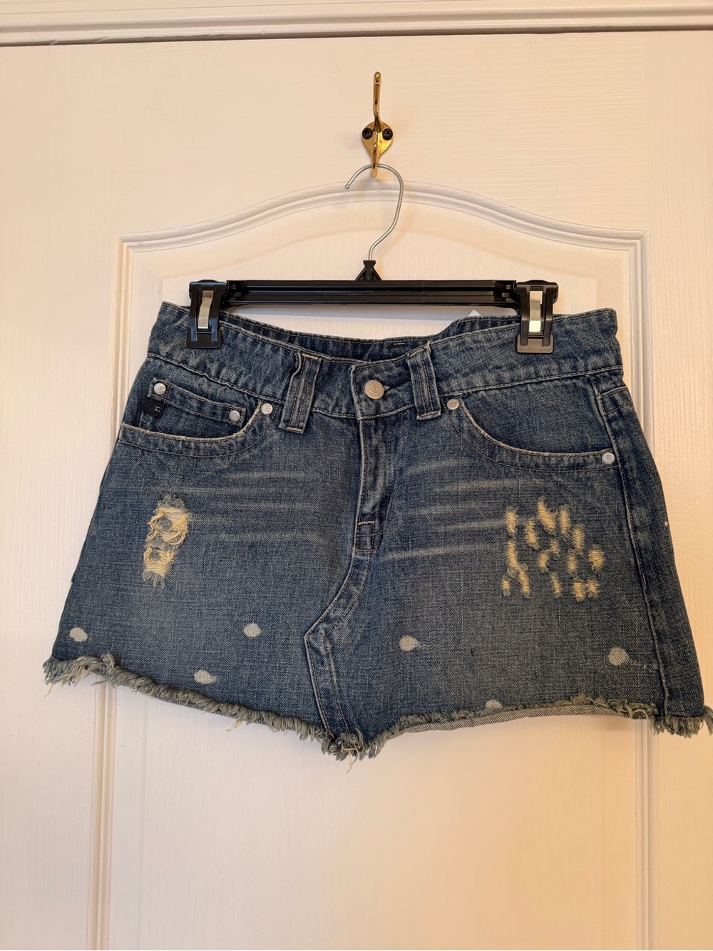 Refuge Distressed Denim Mini Skirt — Size 7
